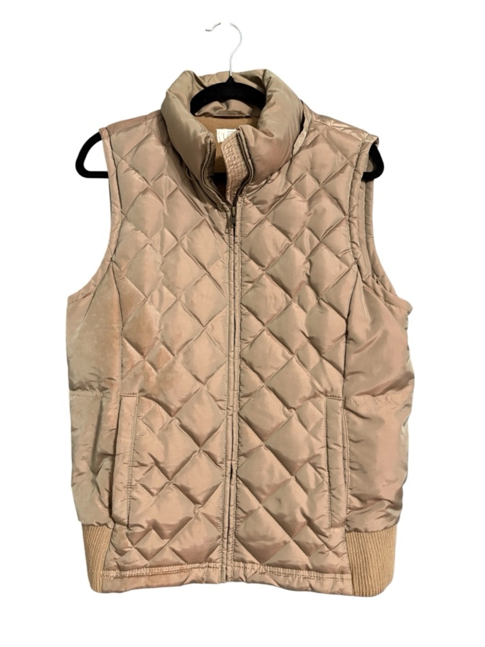 LOFT Quilted Sleeveless Puffer Vest in Taupe Size Medium